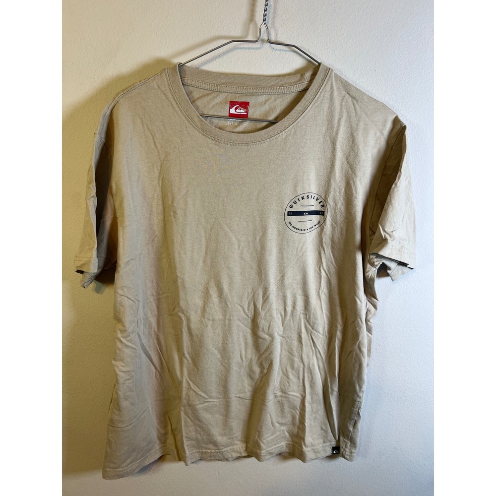 Quiksilver Mens T-Shirt Back Graphic Wave Tan Medium
